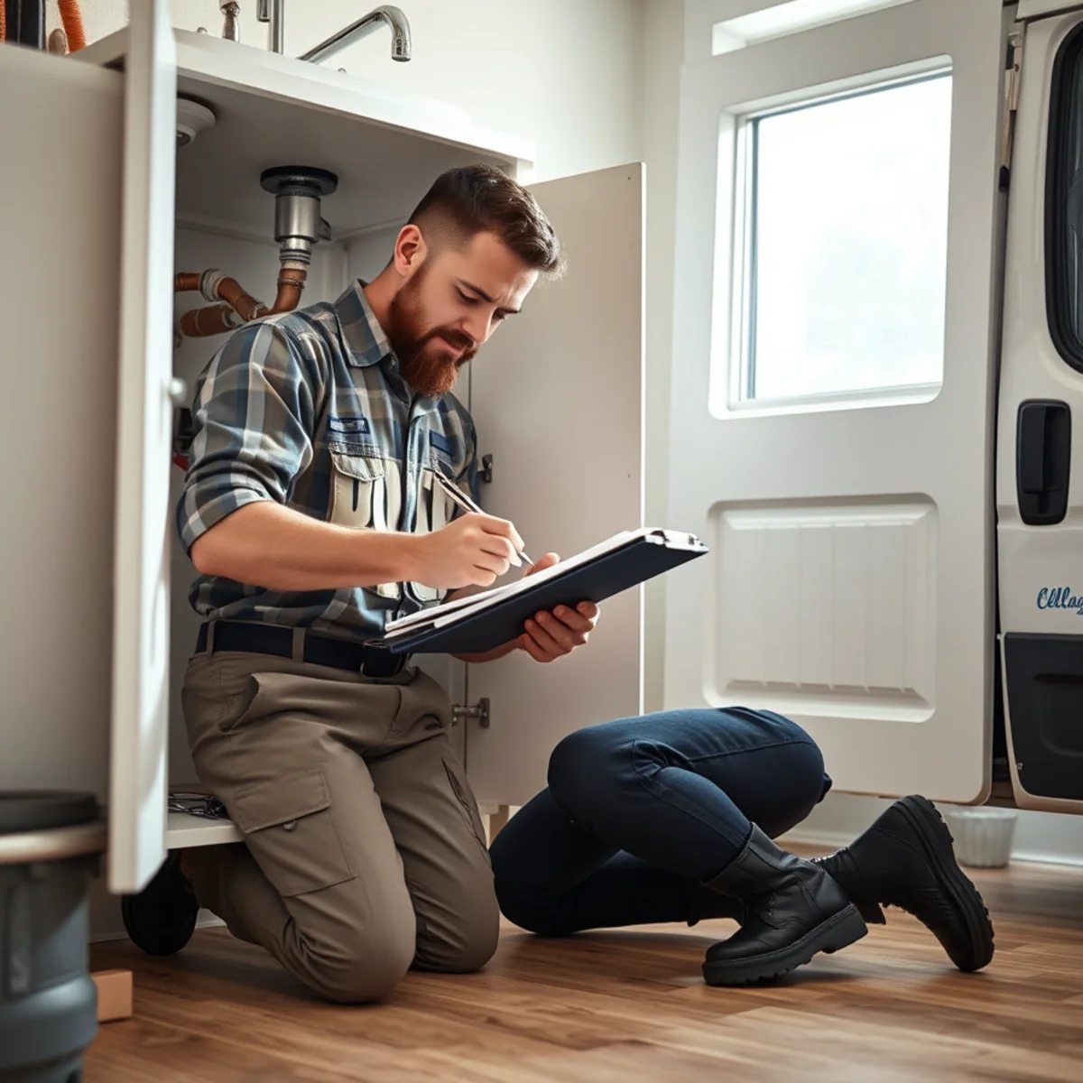 Plumber reviewing notes at a Bellaire, TX job site — plumbing tips and guides