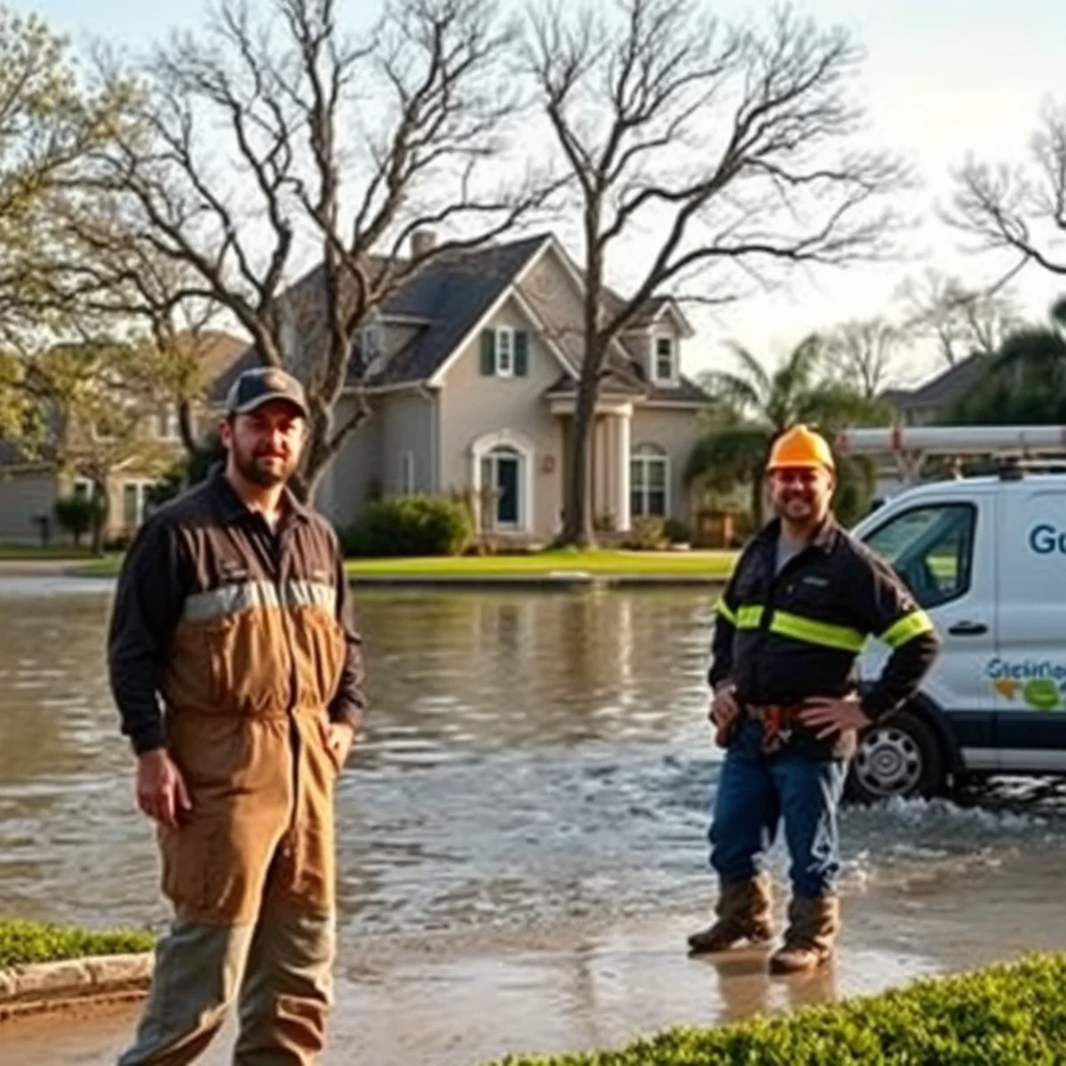 Rising water near Brays Bayou behind a Meyerland, Bellaire TX home ahead of a flood