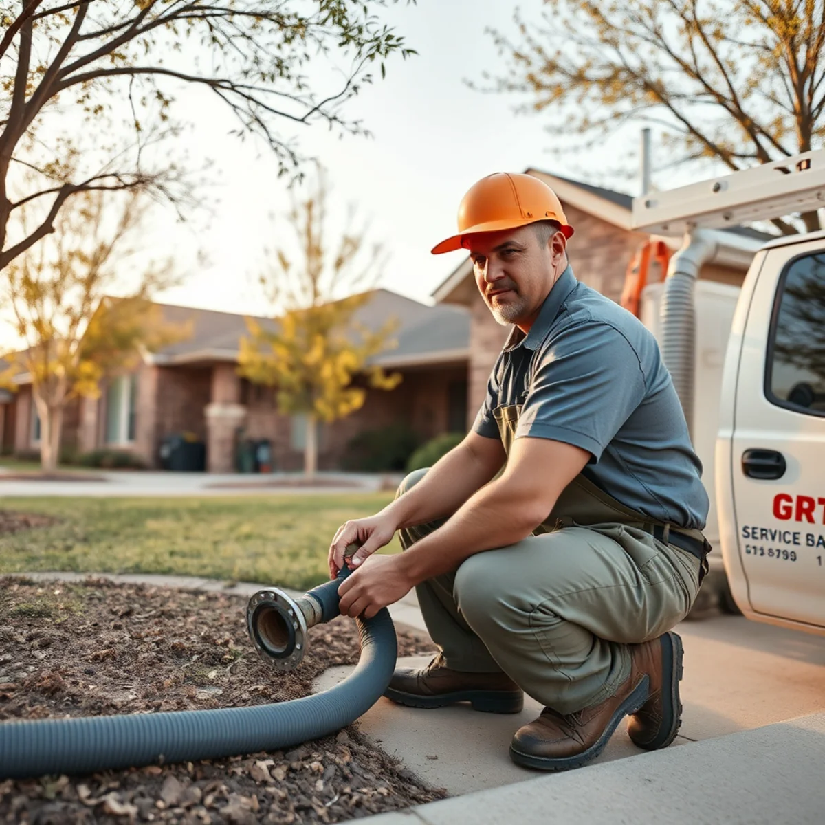 Plumber repairing a drain line at a modest ranch home in Cloverleaf, TX