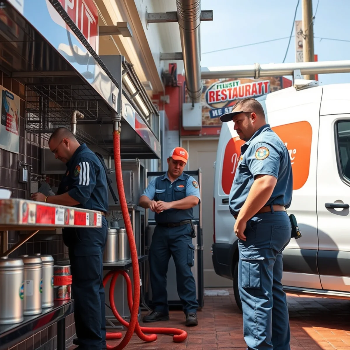 Commercial kitchen grease line being serviced at a Bellaire Blvd restaurant