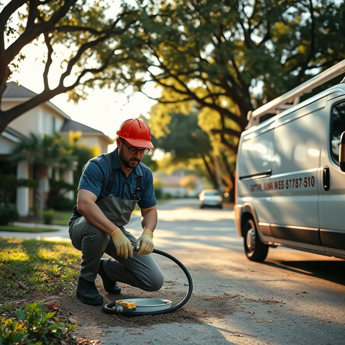 Plumber detecting a slab leak in a 1980s Energy Corridor, Houston home