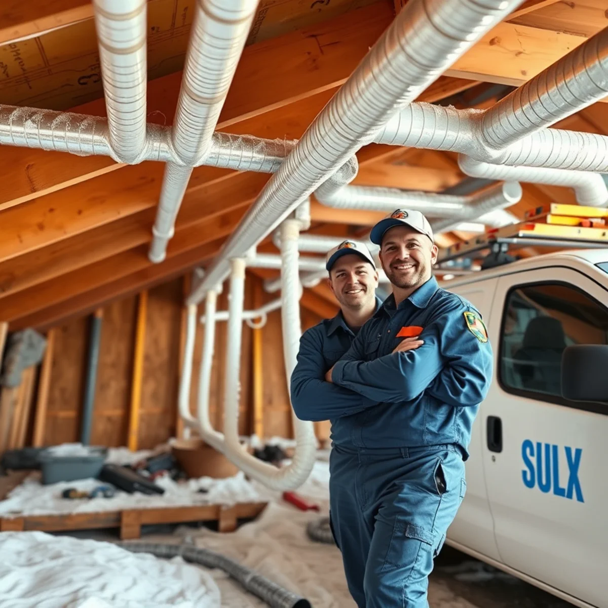 Insulated pipes in a Texas attic as part of a freeze-proofing checklist before a winter storm