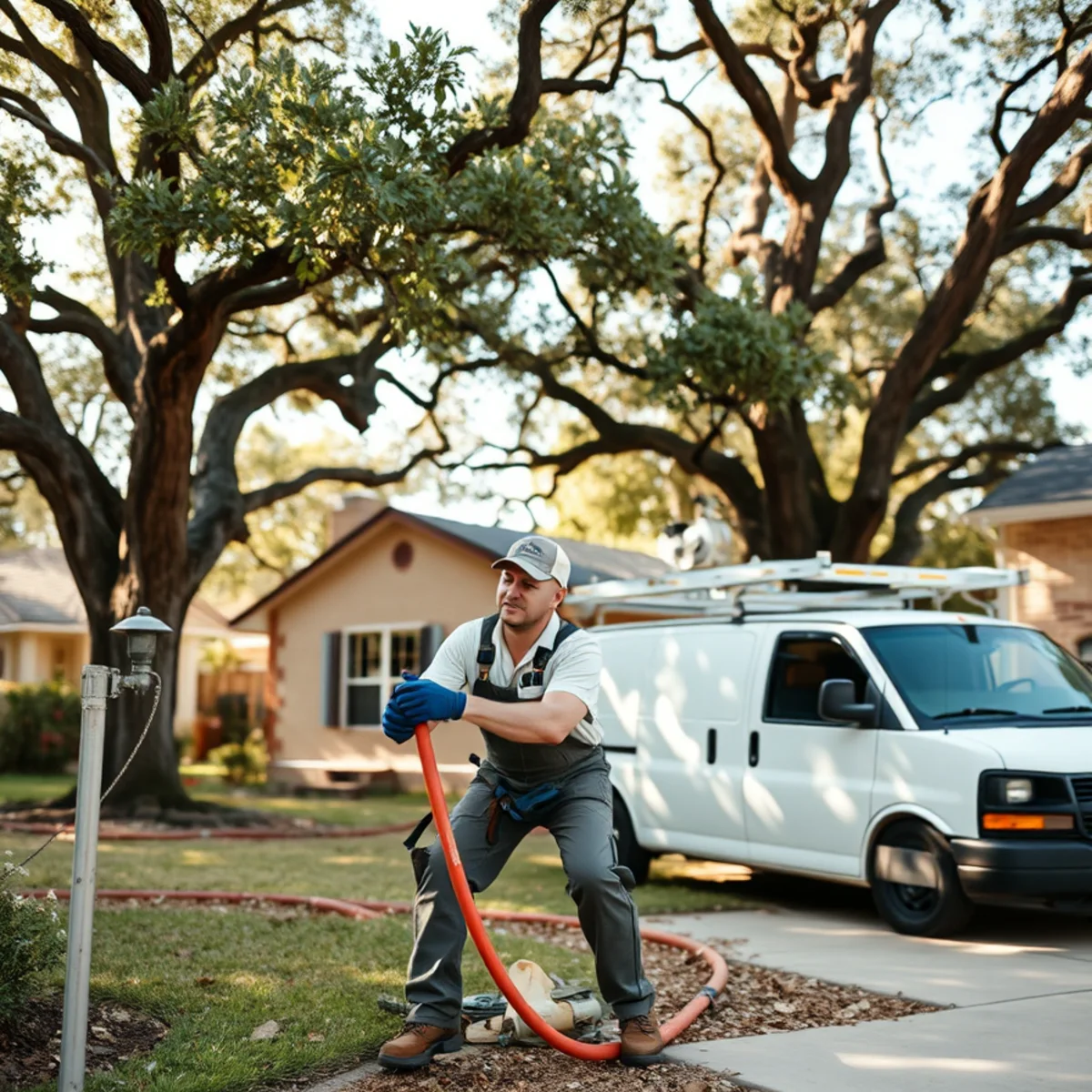 Plumber repiping a 1950s home in Jacinto City, TX