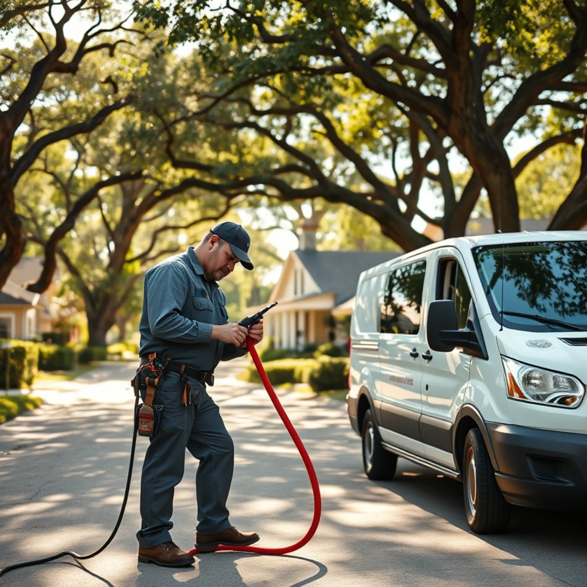 Plumber servicing a 1960s estate home near Memorial Park in Houston, TX