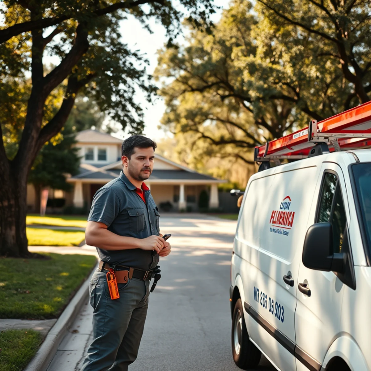 Plumber inspecting a 1955 ranch home in Meyerland after flooding