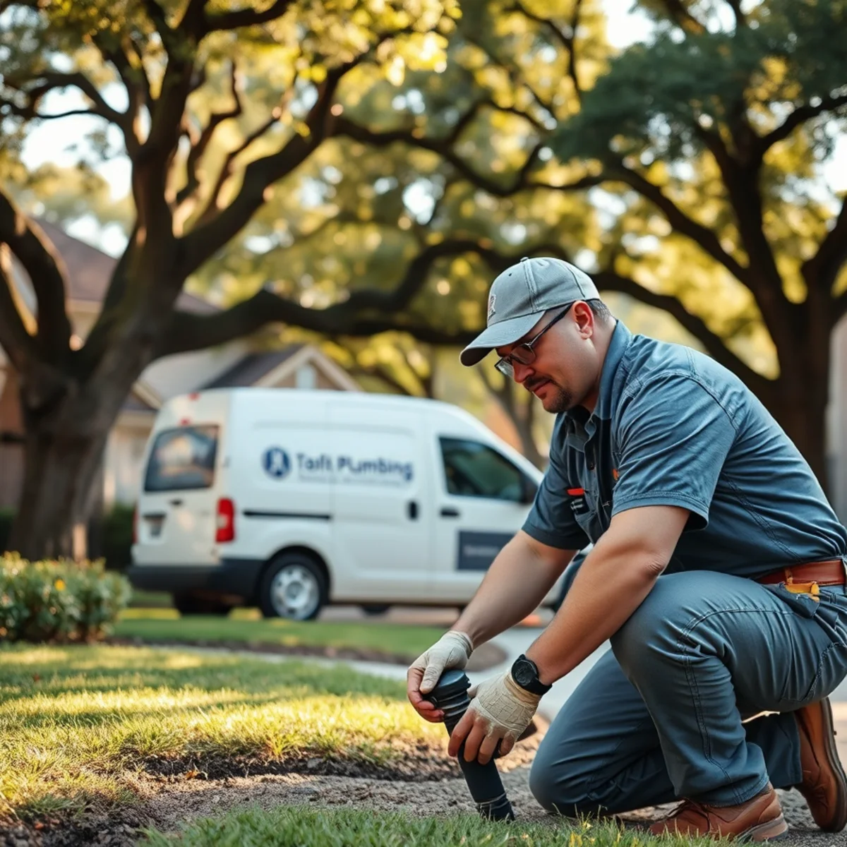Plumber inspecting a slab leak at a Missouri City, TX home