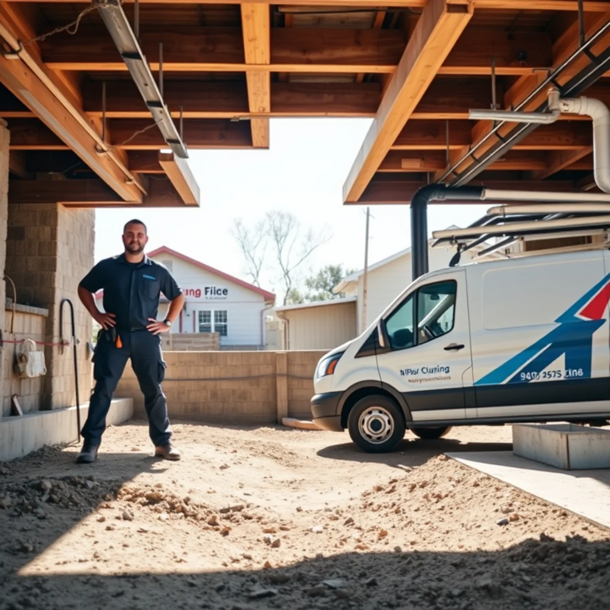 Pier-and-beam crawlspace next to a slab foundation edge, comparing Houston home plumbing risk