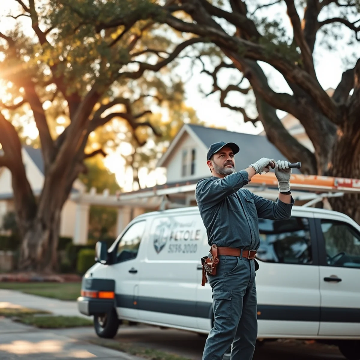 Plumber working on a pre-war home in Southside Place, TX