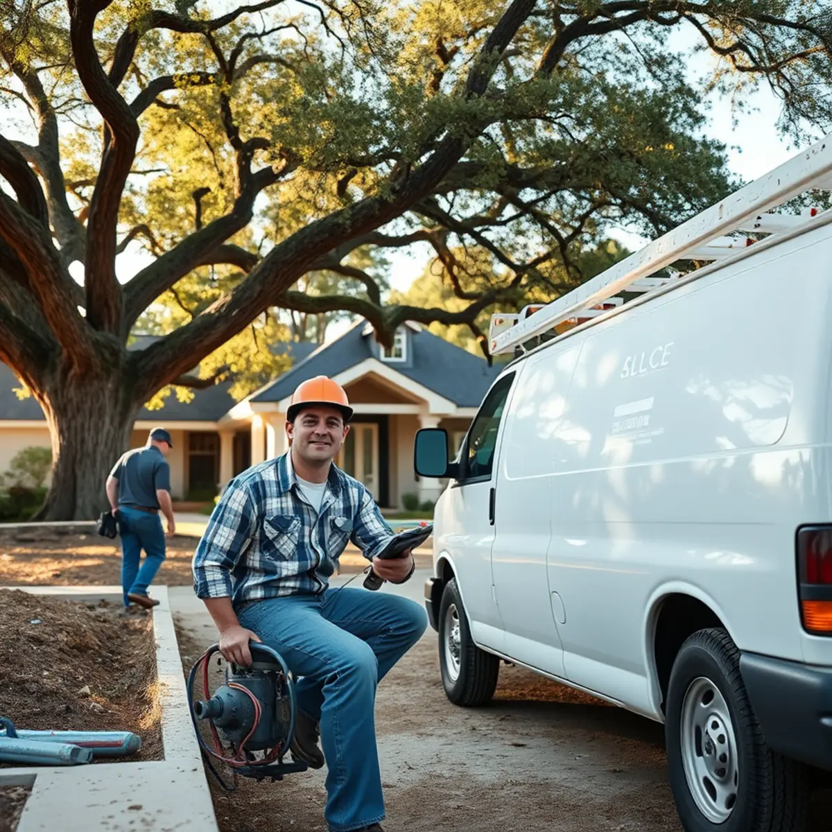 Plumber roughing in plumbing at a new-construction home in Spring Valley Village, TX