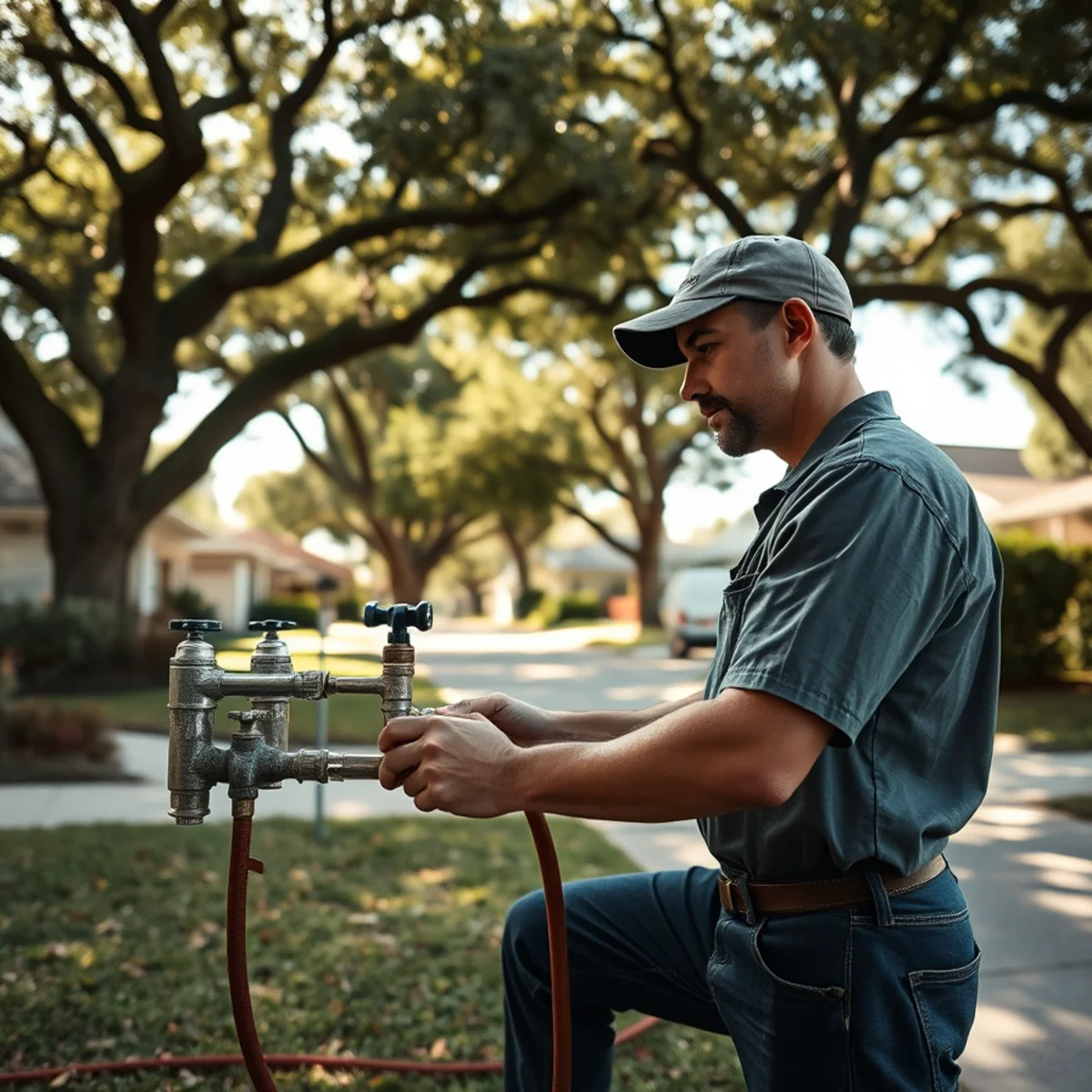 Plumber updating vintage fixtures in a pre-1960 Teas Gardens home